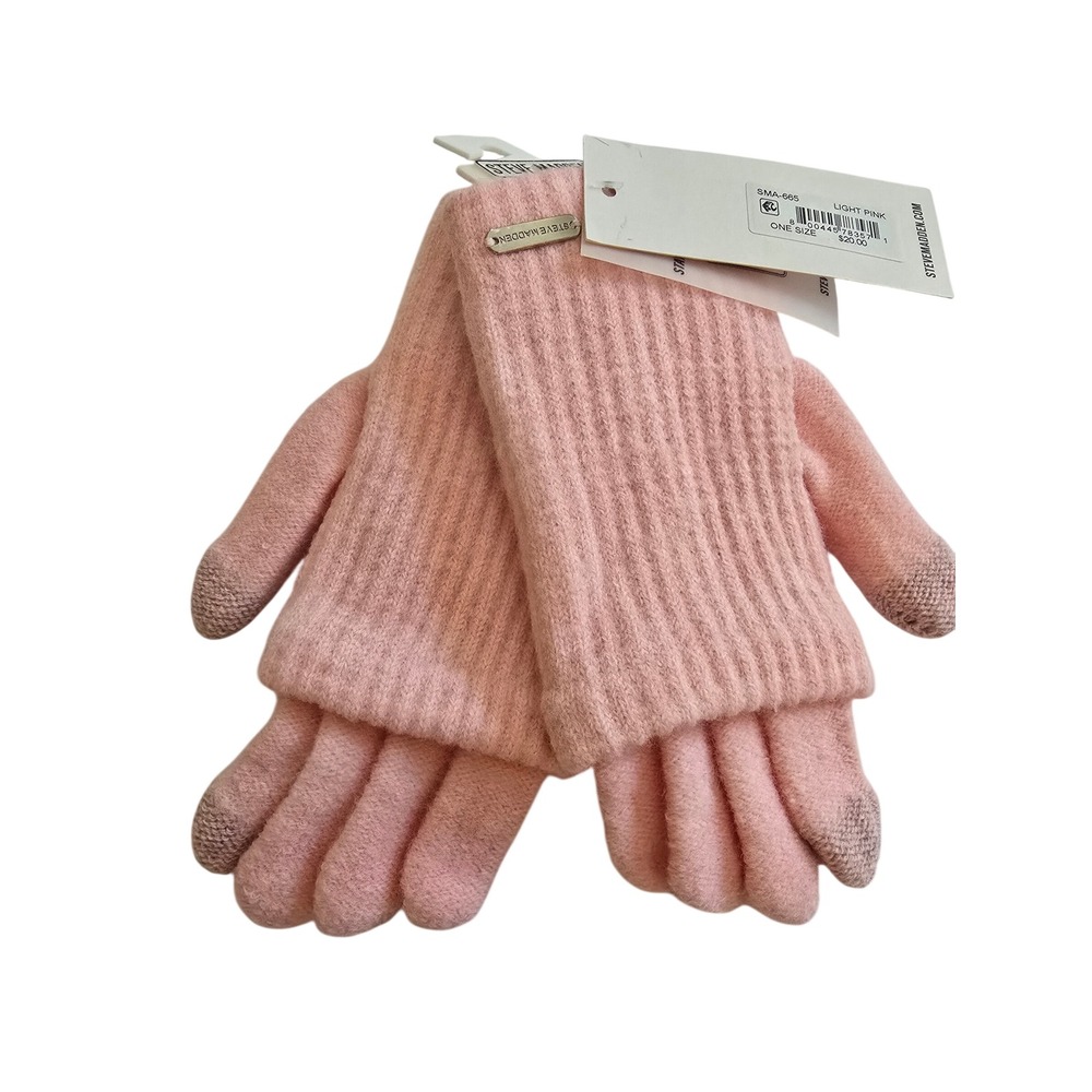 Steve Madden Light Pink Tech Touch Ribbed Knit Gloves One Size NWT